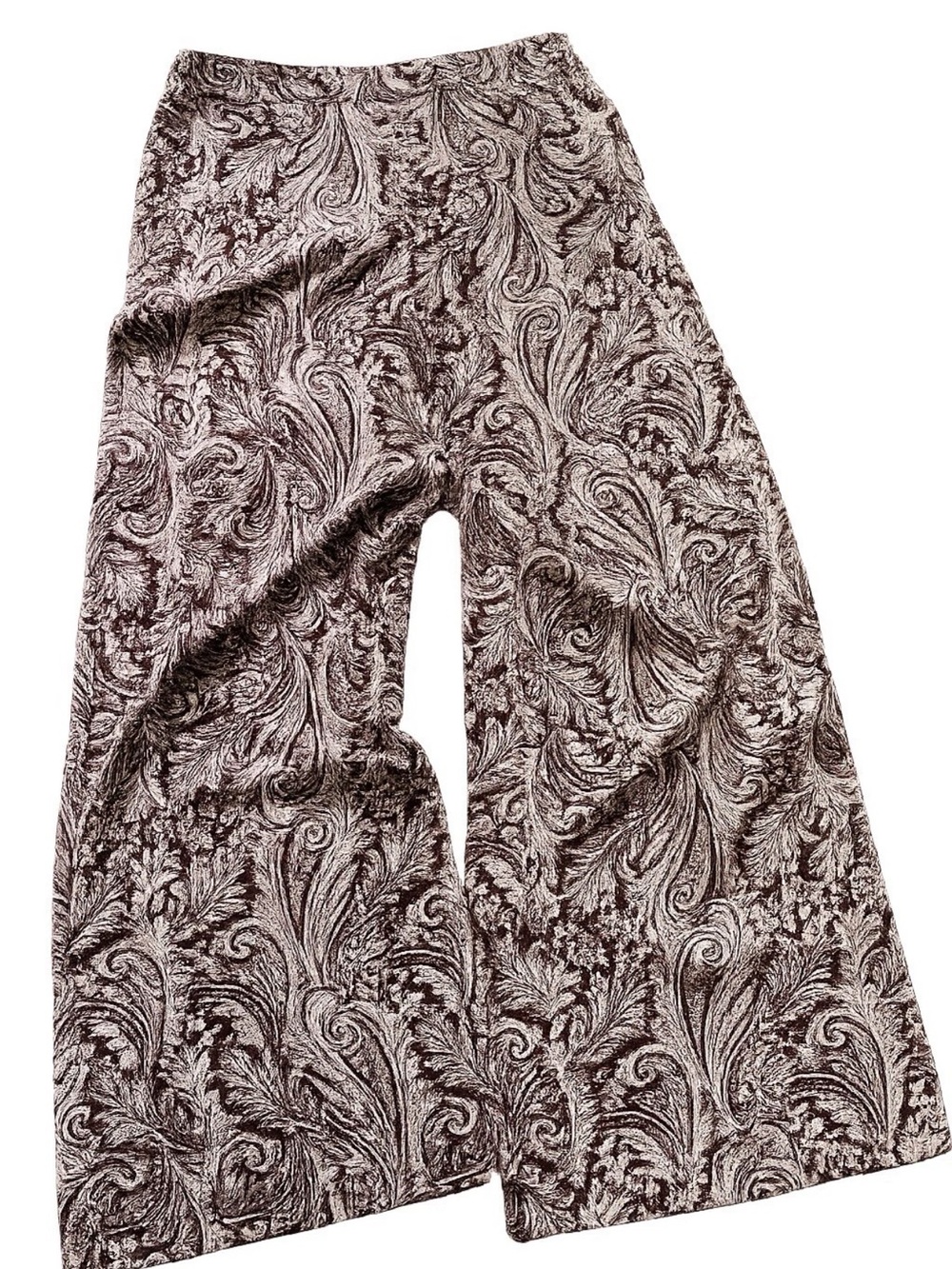 New York & Company Burgundy Paisley Wide Leg Pants M